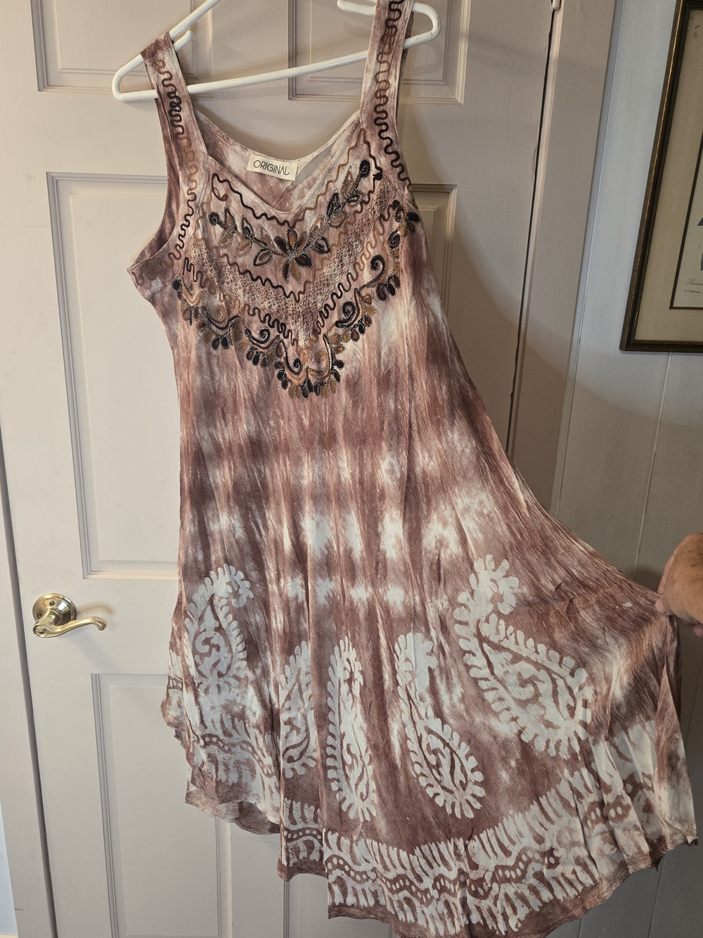 Original Boho Tie-Dye Maxi Dress in Mauve & White